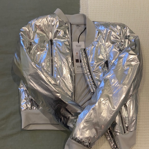 ALO Yoga Jackets & Blazers - ALO Yoga Silver Metallic Jacket